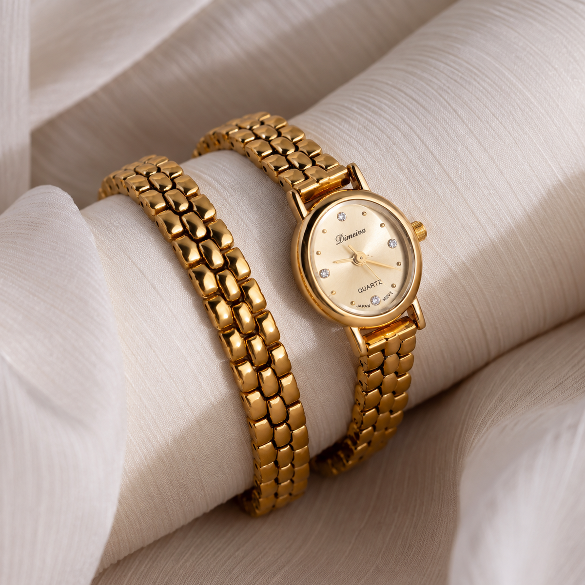 2024 New Steel Belt Bracelet Women's Watch Elliptical Vintage Watch Exquisite Small and Elegant Vintage Gold Watch