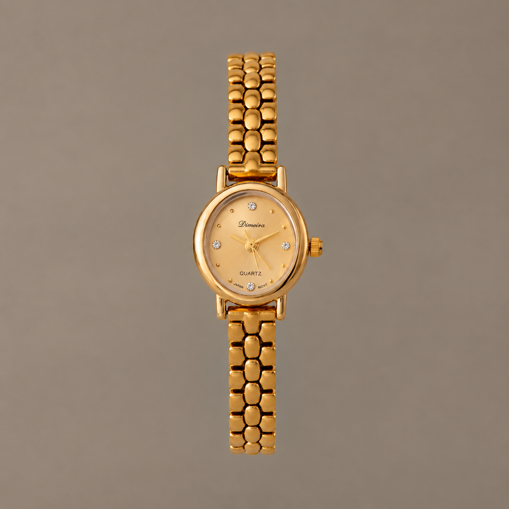 2024 New Steel Belt Bracelet Women's Watch Elliptical Vintage Watch Exquisite Small and Elegant Vintage Gold Watch