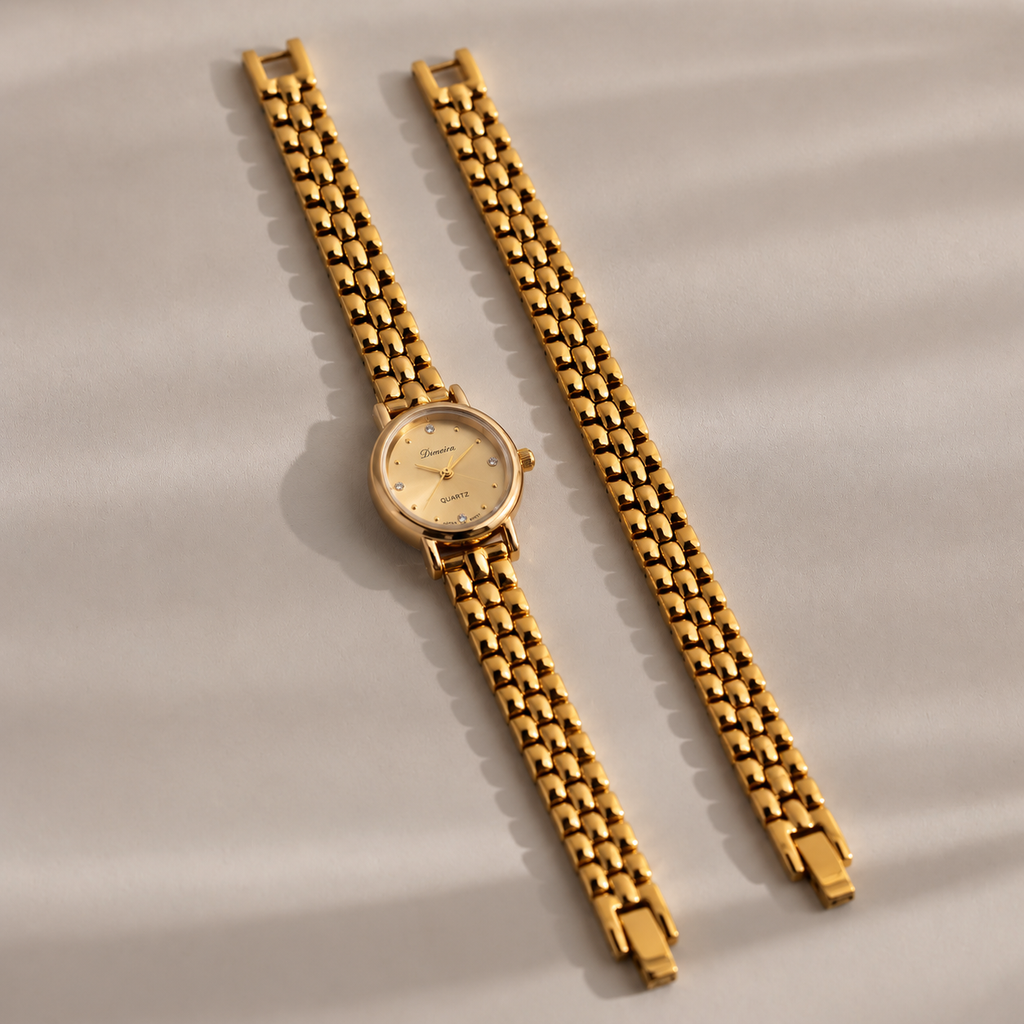 2024 New Steel Belt Bracelet Women's Watch Elliptical Vintage Watch Exquisite Small and Elegant Vintage Gold Watch